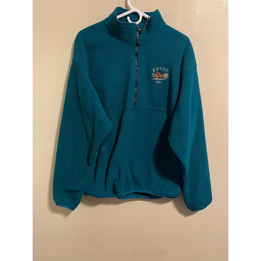 Vtg Port Authority Fleece‎ Pullover Mens XL Teal YVTPC 2003 Quarter Zip